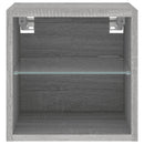 væghængte tv-borde 2 stk. med LED-lys 30x28,5x30 cm grå sonoma