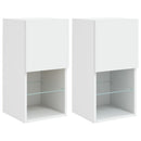 tv-borde med LED-lys 2 stk. 30,5x30x60 cm hvid