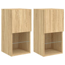 tv-borde med LED-lys 2 stk. 30,5x30x60 cm sonoma-eg