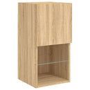tv-borde med LED-lys 2 stk. 30,5x30x60 cm sonoma-eg