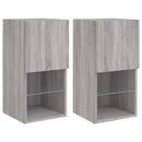tv-borde 2 stk. med LED-lys 30,5x30x60 cm grå sonoma-eg