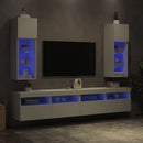 tv-borde 2 stk. med LED-lys 30,5x30x90 cm hvid