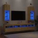 tv-borde 2 stk. med LED-lys 30,5x30x90 cm sonoma-eg