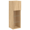 tv-borde 2 stk. med LED-lys 30,5x30x90 cm sonoma-eg