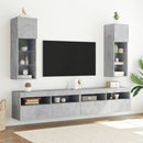 tv-bord med LED-lys 30,5x30x90 cm betongrå