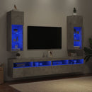 tv-borde 2 stk. med LED-lys 30,5x30x90 cm betongrå