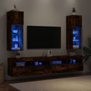 tv-borde med LED-lys 2 stk. 30,5x30x90 cm røget egetræsfarve