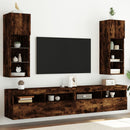 tv-borde med LED-lys 2 stk. 30,5x30x90 cm røget egetræsfarve