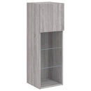 tv-borde 2 stk. med LED-lys 30,5x30x90 cm grå sonoma-eg