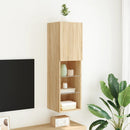 tv-bord med LED-lys 30,5x30x102 cm sonoma-eg
