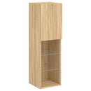 tv-borde 2 stk. med LED-lys 30,5x30x102 cm sonoma-eg