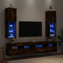 tv-borde med LED-lys 2 stk. 30,5x30x102 cm røget egetræsfarve