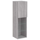 tv-borde 2 stk. med LED-lys 30,5x30x102 cm grå sonoma-eg