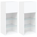 tv-borde med LED-lys 2 stk. 40,5x30x90 cm hvid