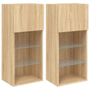 tv-borde med LED-lys 2 stk. 40,5x30x90 cm sonoma-eg