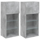 tv-borde med LED-lys 2 stk. 40,5x30x90 cm betongrå