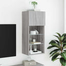 tv-bord med LED-lys 40,5x30x90 cm grå sonoma-eg