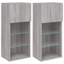 tv-borde 2 stk. med LED-lys 40,5x30x90 cm grå sonoma-eg