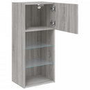 tv-borde 2 stk. med LED-lys 40,5x30x90 cm grå sonoma-eg