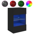 væghængt tv-bord med LED-lys 40x30x60,5 cm sort