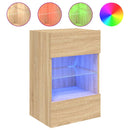 væghængt tv-bord med LED-lys 40x30x60,5 cm sonoma-eg