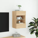 væghængt tv-bord med LED-lys 40x30x60,5 cm sonoma-eg