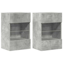 væghængte skabe til TV 2 stk. med LED-lys 40x30x60,5 cm betongrå