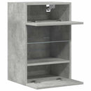 væghængte skabe til TV 2 stk. med LED-lys 40x30x60,5 cm betongrå