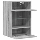 væghængte skabe til TV 2 stk. med LED-lys 40x30x60,5 cm grå sonoma