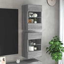 væghængte skabe til TV 2 stk. med LED-lys 40x30x60,5 cm grå sonoma