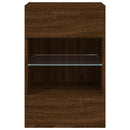 væghængt tv-bord med LED-lys 40x30x60,5 cm brun egetræsfarve
