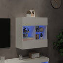 væghængt tv-bord med LED-lys 58,5x30x60,5 cm hvid