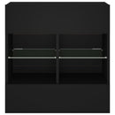 væghængt tv-bord med LED-lys 58,5x30x60,5 cm sort
