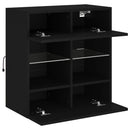 væghængt tv-bord med LED-lys 58,5x30x60,5 cm sort