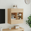 væghængt tv-bord med LED-lys 58,5x30x60,5 cm sonoma-eg