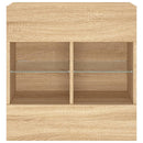 væghængt tv-bord med LED-lys 58,5x30x60,5 cm sonoma-eg