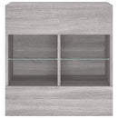 væghængt tv-bord m. LED-lys 58,5x30x60,5 cm grå sonoma-eg