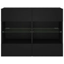 væghængt tv-bord med LED-lys 78,5x30x60,5 cm sort