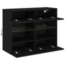 væghængt tv-bord med LED-lys 78,5x30x60,5 cm sort