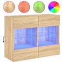 væghængt tv-bord med LED-lys 78,5x30x60,5 cm sonoma-eg