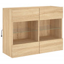 væghængt tv-bord med LED-lys 78,5x30x60,5 cm sonoma-eg