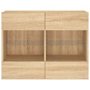 væghængt tv-bord med LED-lys 78,5x30x60,5 cm sonoma-eg