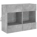 væghængt tv-bord med LED-lys 78,5x30x60,5 cm betongrå