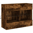 væghængt tv-bord med LED-lys 78,5x30x60,5 cm røget egetræsfarve