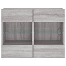 væghængt tv-bord m. LED-lys 78,5x30x60,5 cm grå sonoma-eg