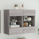 væghængt tv-bord m. LED-lys 78,5x30x60,5 cm grå sonoma-eg
