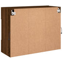 væghængt tv-bord med LED-lys 78,5x30x60,5 cm brun egetræsfarve
