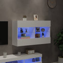 væghængt tv-bord med LED-lys 98,5x30x60,5 cm hvid