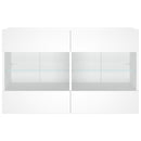 væghængt tv-bord med LED-lys 98,5x30x60,5 cm hvid