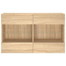 væghængt tv-bord med LED-lys 98,5x30x60,5 cm sonoma-eg